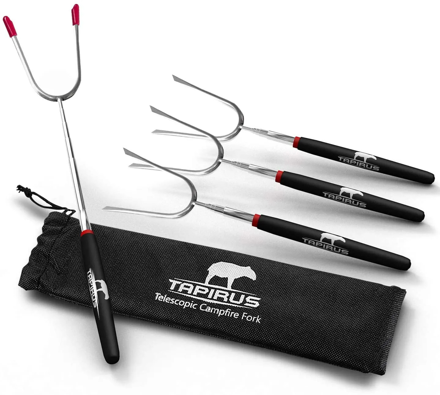 Rynx | Tapirus Marshmallow Roasting Sticks – Set of 4 Telescopic Campfire Sticks - Protect Children with Insulated Handles - Expandable, Collapsible and Foldable – Sturdy Metal Equipment