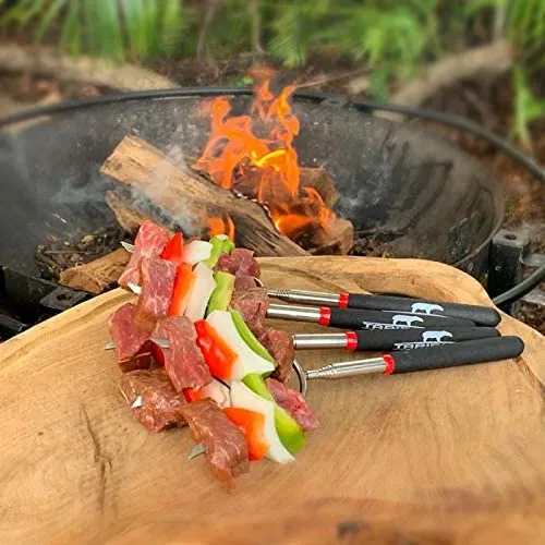 Rynx | Tapirus Marshmallow Roasting Sticks – Set of 4 Telescopic Campfire Sticks - Protect Children with Insulated Handles - Expandable, Collapsible and Foldable – Sturdy Metal Equipment
