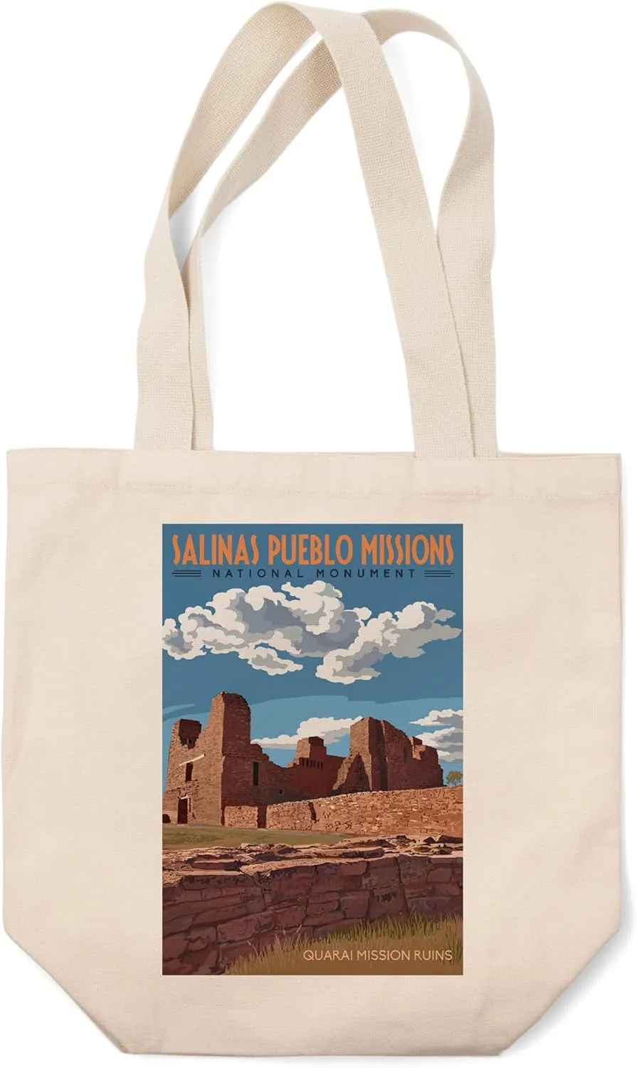 Salinas Pueblo Missions National Monument, New Mexico, Quarai Mission Ruins Press (100% Cotton Canvas Reusable Tote Bag)
