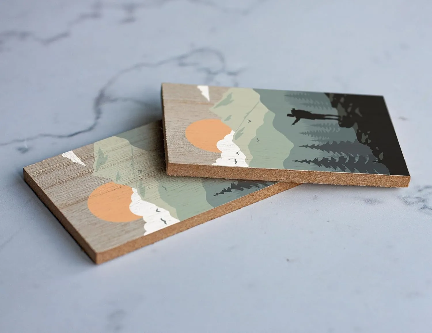 San Saba Texas 2" x 3" Wooden Fridge Magnet Hiking Design Camping Souvenir 4 Pack