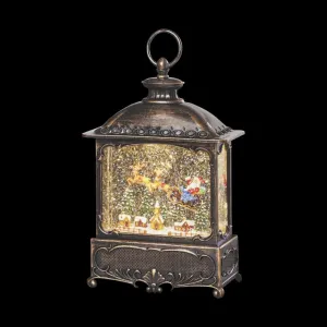 Santa and Sleigh Over Village Water Spinner Light Up Lantern