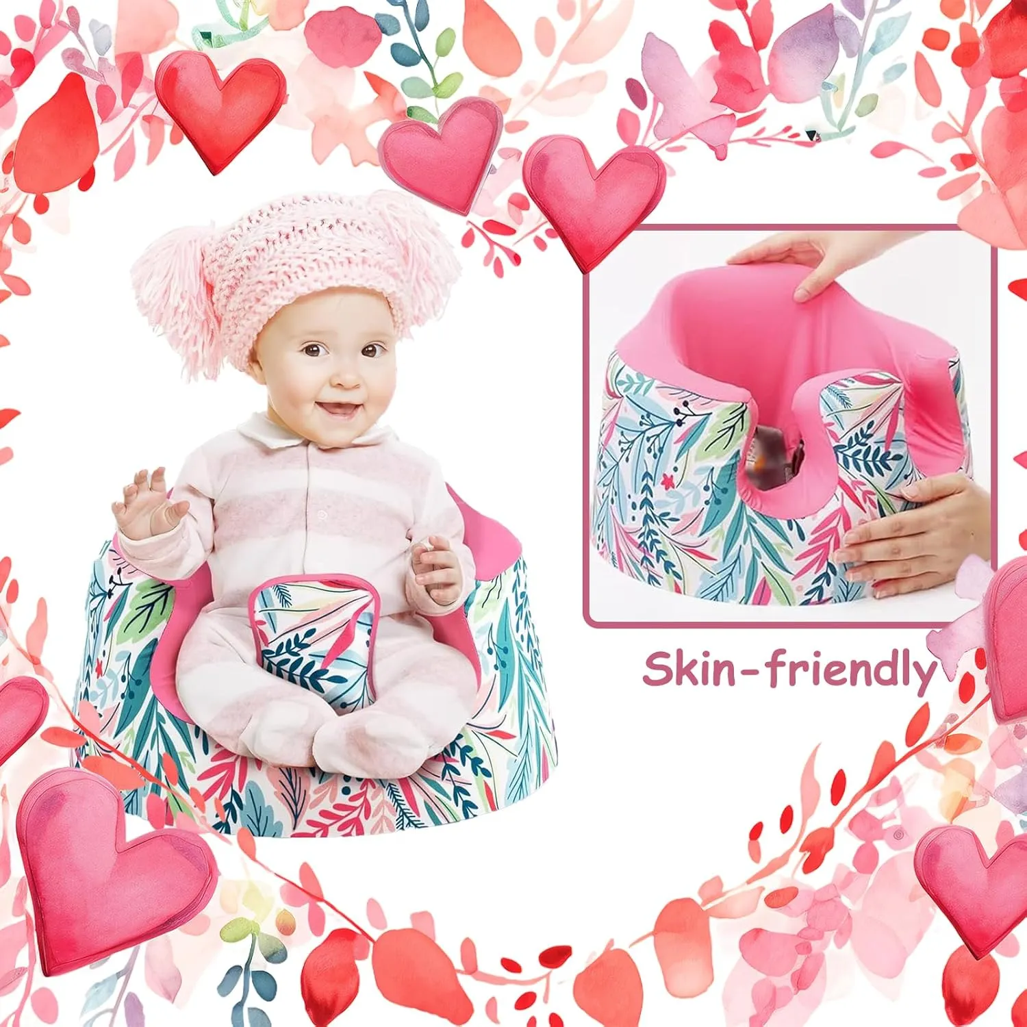 Seat Cover Compatible Baby Seat, Breathable Floor Seat Cover for Girl Boy, Breathable Comfortable Seat Cover, Children Chair Protector, Easy to Install & Remove (Little Dinosaur Plus Velvet)