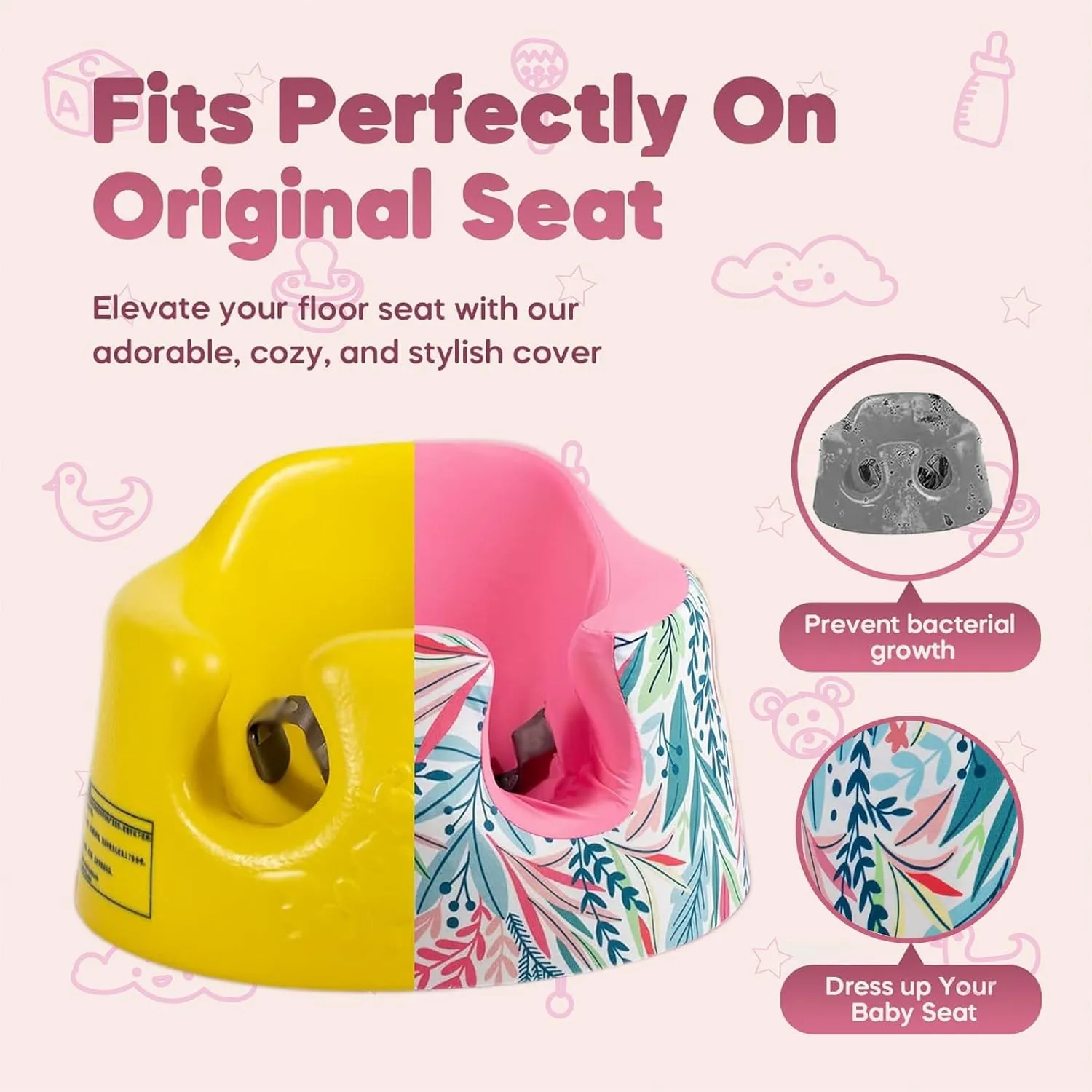 Seat Cover Compatible Baby Seat, Breathable Floor Seat Cover for Girl Boy, Breathable Comfortable Seat Cover, Children Chair Protector, Easy to Install & Remove (Little Dinosaur Plus Velvet)