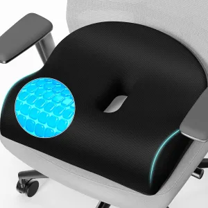 Seat Cushion Office Chair Cushion for Back & Tailbone & Sciatica Pain Relief, Black Memory Foam Desk Chair Cushion Pressure Relief Seat for Long Sitting Car Drivers, Office Worker
