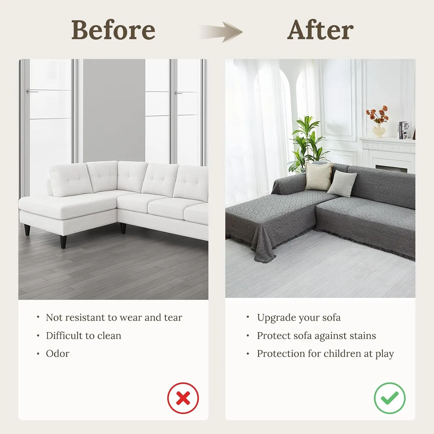 Sectional Couch Covers for Sectional Sofa L Shaped Sofa Cover Blanket 2 Pieces L Shape Furniture Protector for Pets Dogs (Dark Grey, XX-Large)