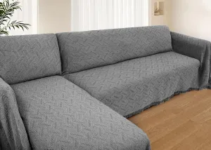 Sectional Couch Covers for Sectional Sofa L Shaped Sofa Cover Blanket 2 Pieces L Shape Furniture Protector for Pets Dogs (Dark Grey, XX-Large)