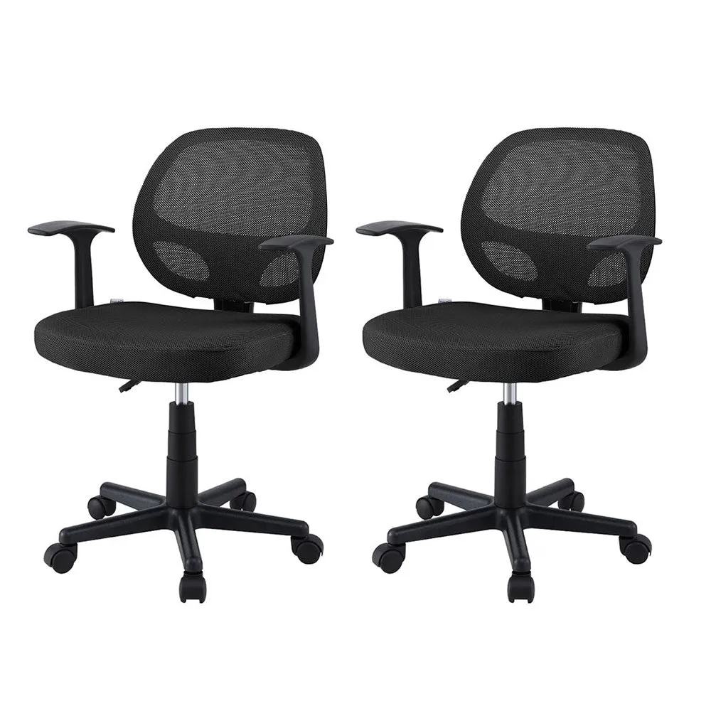 Set of 2 Mesh Mid-Back Office Chairs - Black