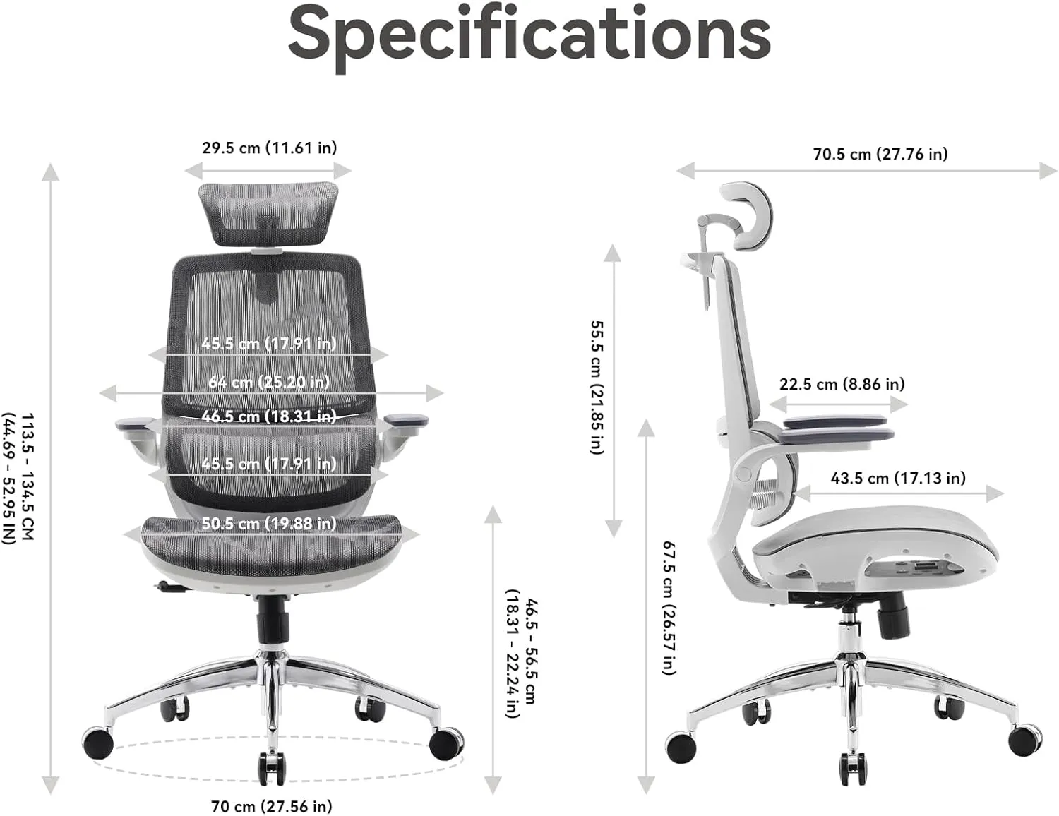 SIHOO M59AS Ergonomic Office Chair, Desk Chair with 3D Flip-up Armrests, Computer Chair with Dual Back Design and Adaptive Dynamic Lumbar Support