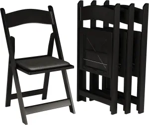 SIMPLEX 4 Black Resin Stackable Folding Chair - Comfortable Black Foldable Chair - Folding Chairs with Padded Seats - Indoor/Outdoor Folding Chairs for Events - Lightweight Foldable Chairs (4 Pack)