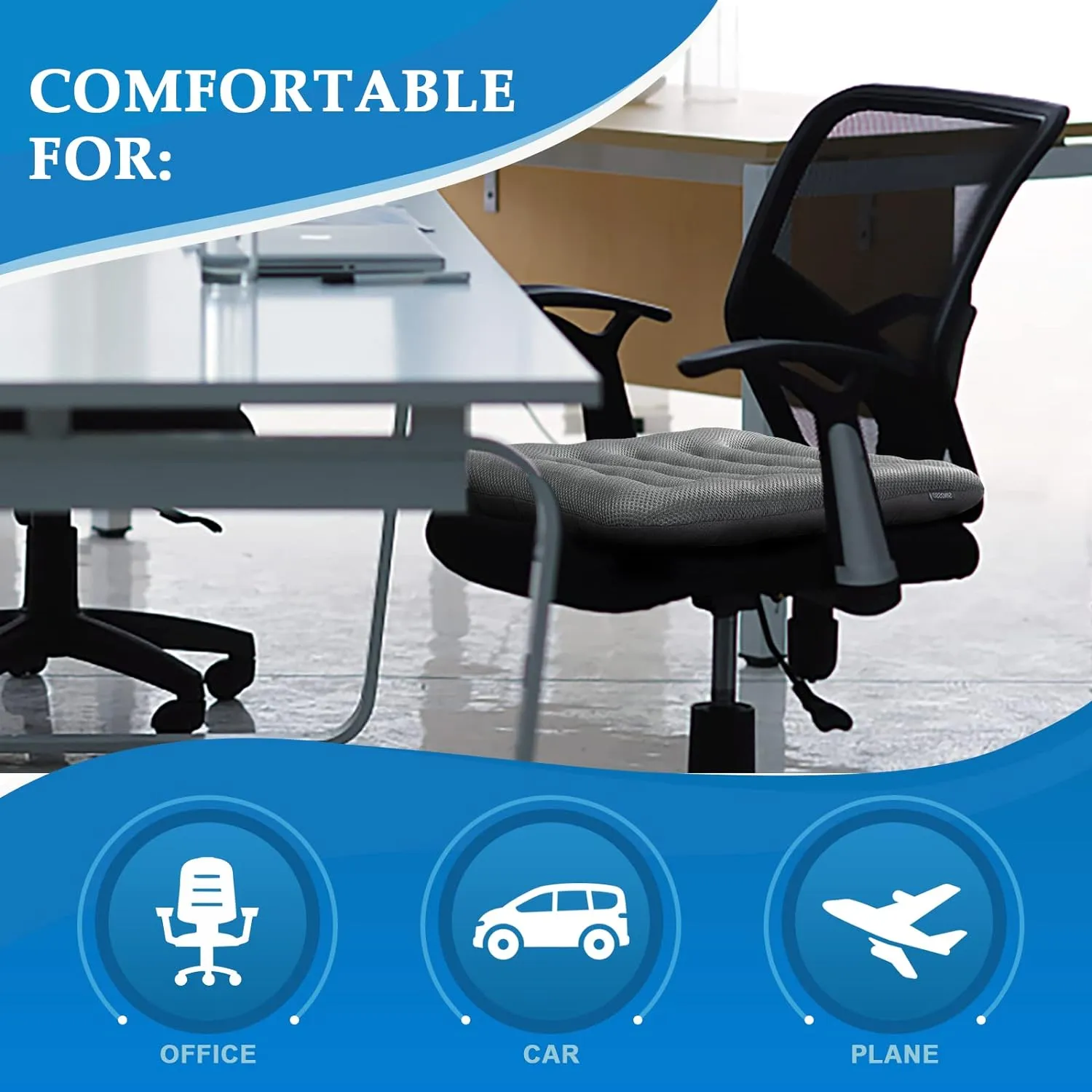 SINOSSO Excellent Support Effect Office Chair Cushion 1 Pack, Luxury Air Mesh Breathable Non-Slip Desk Computer Seat Cushion, Kitchen Dining Room Square Chair Pad (1 Count, Brown)
