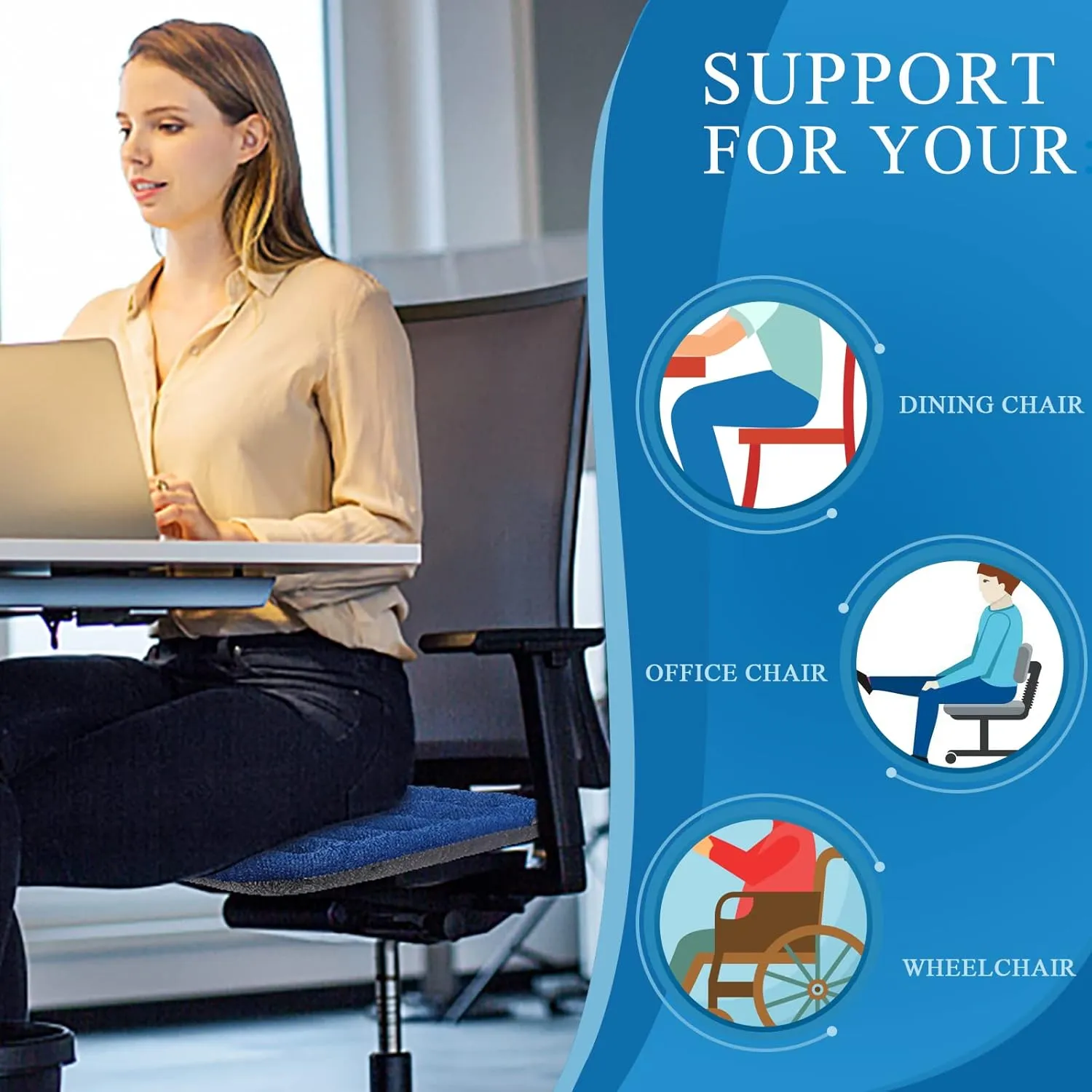 SINOSSO Excellent Support Effect Office Chair Cushion 1 Pack, Luxury Air Mesh Breathable Non-Slip Desk Computer Seat Cushion, Kitchen Dining Room Square Chair Pad (1 Count, Brown)