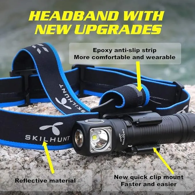 SKILHUNT Headlamp Flashlight -FloodLight H04 RC Hi CRI, Compact EDC Waterproof LH351D LED Headlight for Outdoor Camping Tactical Emergency Hands-free (H04 RC High CRI   BL-135 Battery)