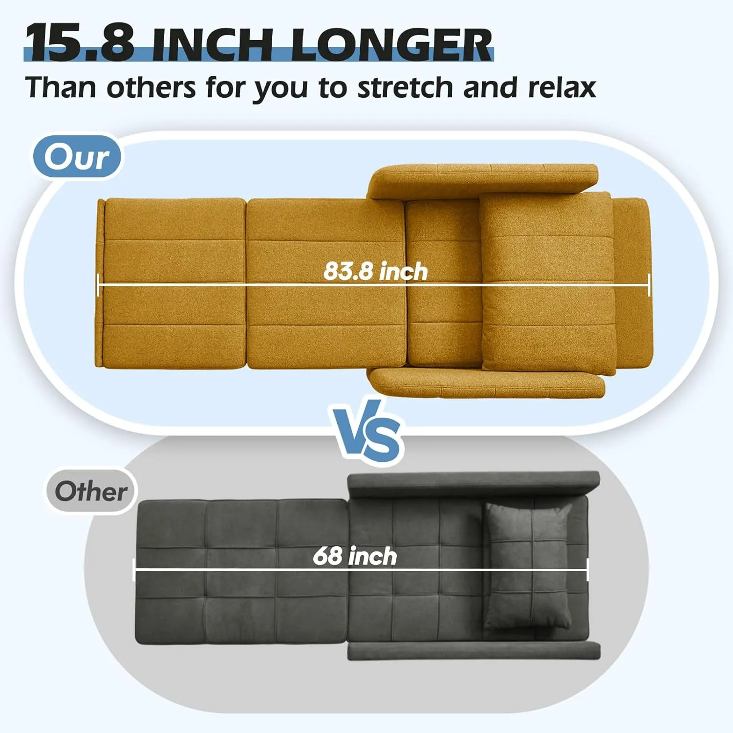 Sleeper Chair 84" Extra Long Convertible Chair Bed Upgraded 3-in-1 to 4-in-1 Pull Out Chair & Single Sofa Bed for Adult Sleeping Chair for Living Room & Small Space