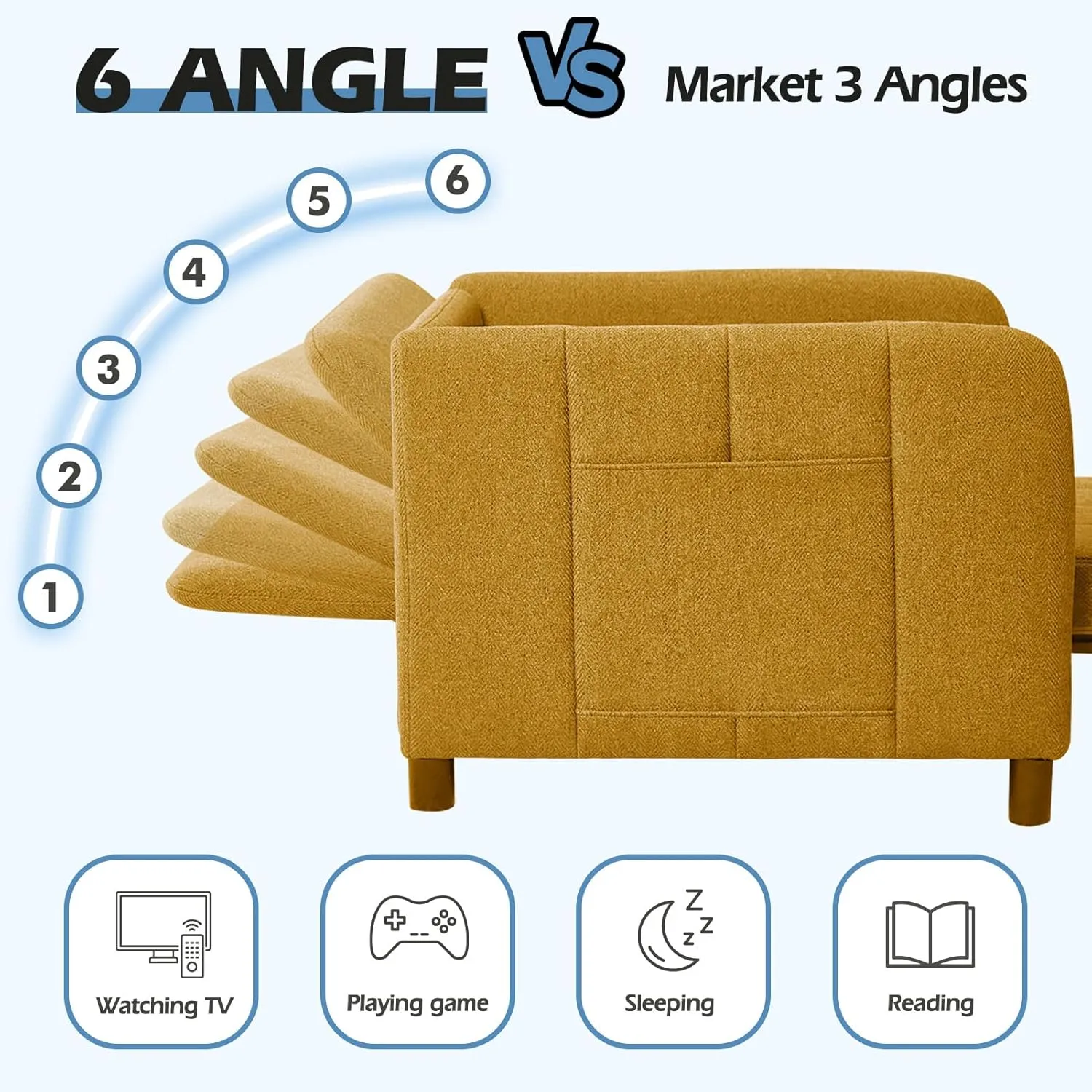 Sleeper Chair 84" Extra Long Convertible Chair Bed Upgraded 3-in-1 to 4-in-1 Pull Out Chair & Single Sofa Bed for Adult Sleeping Chair for Living Room & Small Space