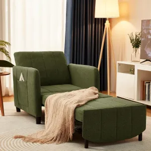 Sleeper Chair 84" Extra Long Convertible Chair Bed Upgraded 3-in-1 to 4-in-1 Pull Out Chair & Single Sofa Bed for Adult Sleeping Chair for Living Room Small Space (Modern Green)