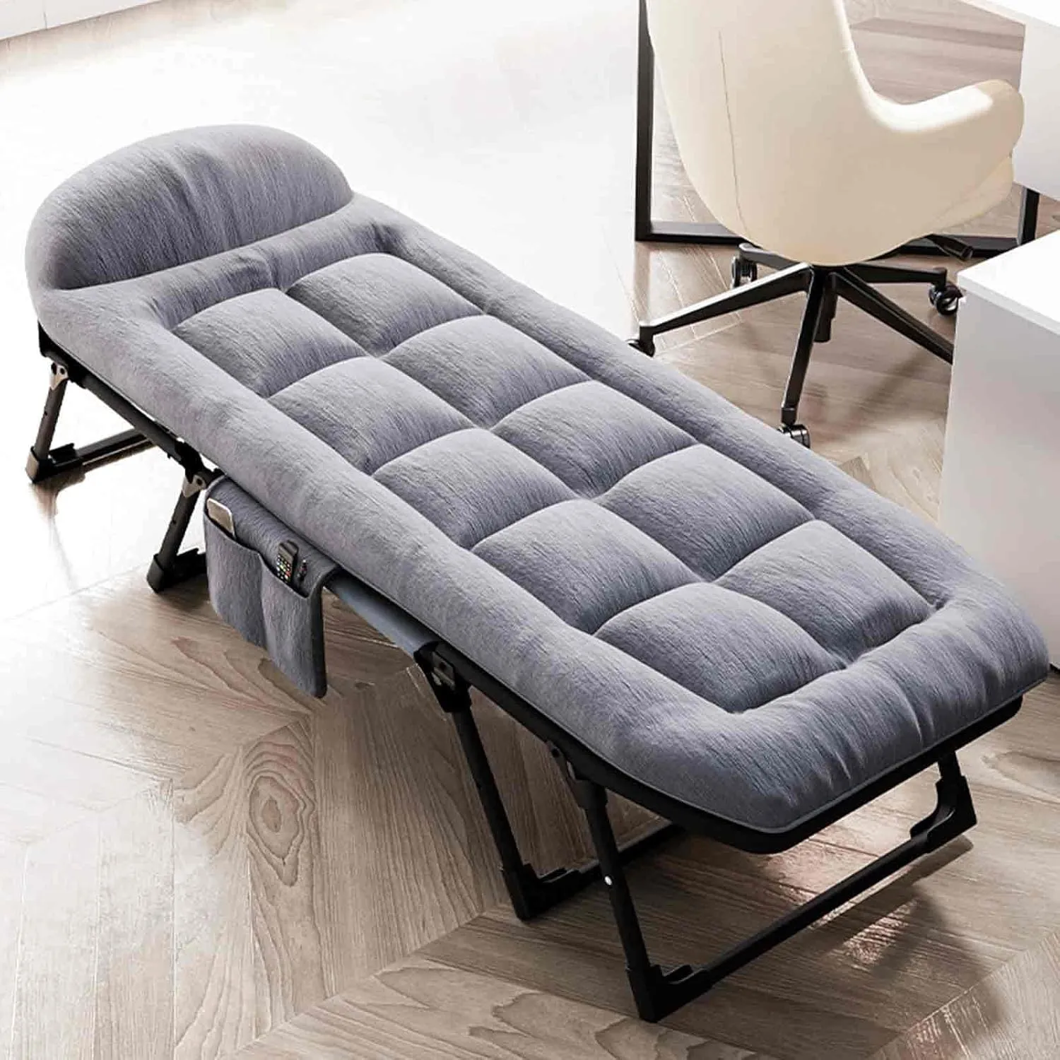 Sleeping Cots for Adults with Mattress, 6-Speed Adjustment, 8 Support Points at The Bottom, Side Storage Bag, Can Sit, Lean Or Lie Down, Easy to Store, 170x55x25CM