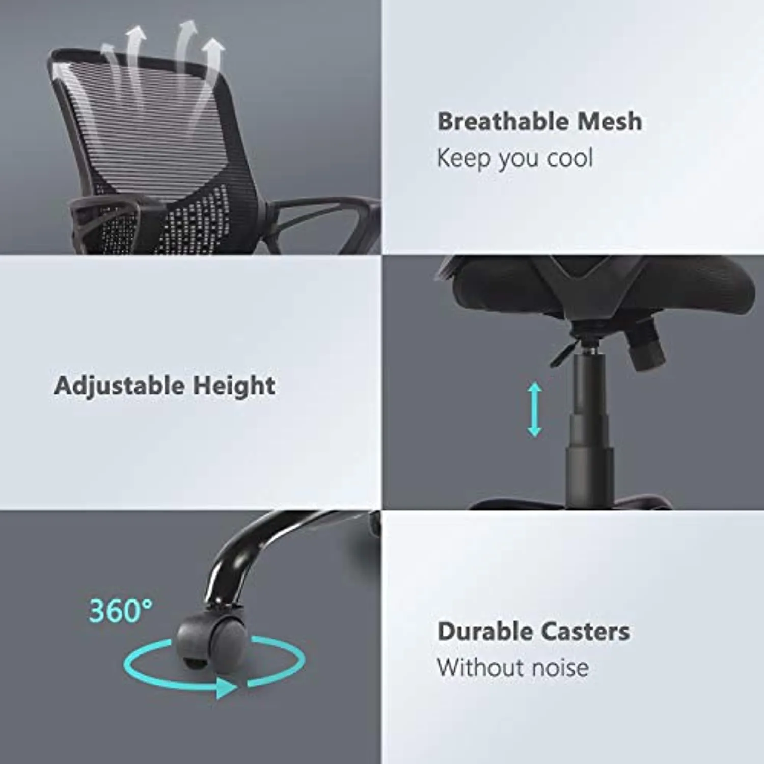 SMUG Home Office Chair, Mid Back Desk Chair Ergonomic Computer Chair Executive Rolling Swivel Height Adjustable Mesh Task Chair with Lumbar Support Armrest (Mesh Back, Black)