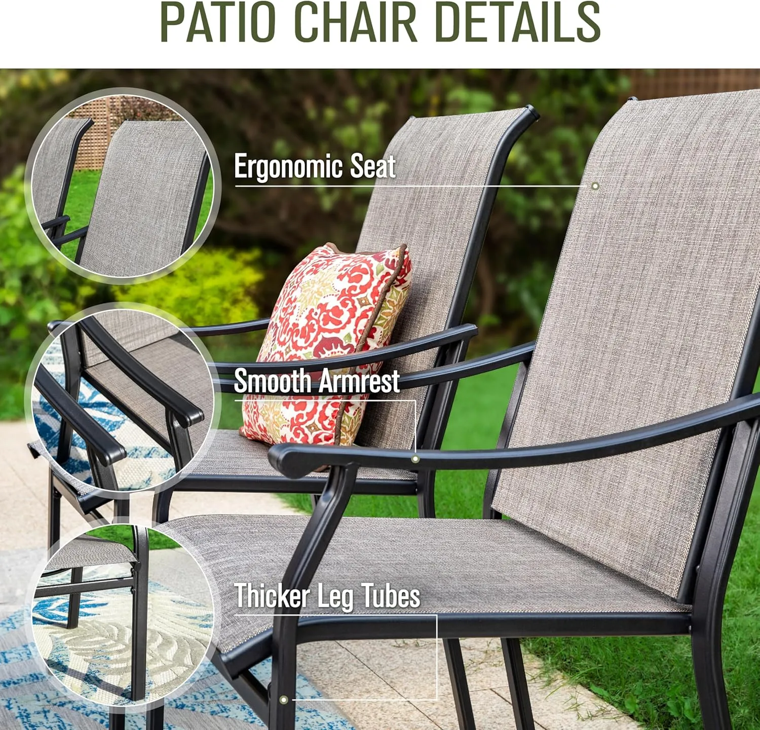 Sophia & William Outdoor Chairs Set of 4, Patio Chairs with Breathable Textilene Fabric and Heavy-Duty Iron Frame, Perfect for Lawn Garden Backyard Deck 350 lbs Capacity