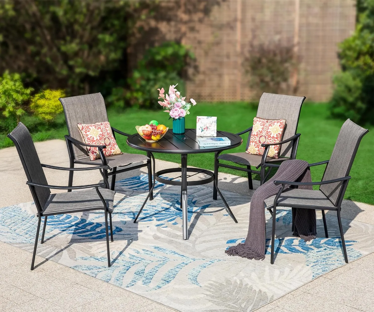 Sophia & William Outdoor Chairs Set of 4, Patio Chairs with Breathable Textilene Fabric and Heavy-Duty Iron Frame, Perfect for Lawn Garden Backyard Deck 350 lbs Capacity