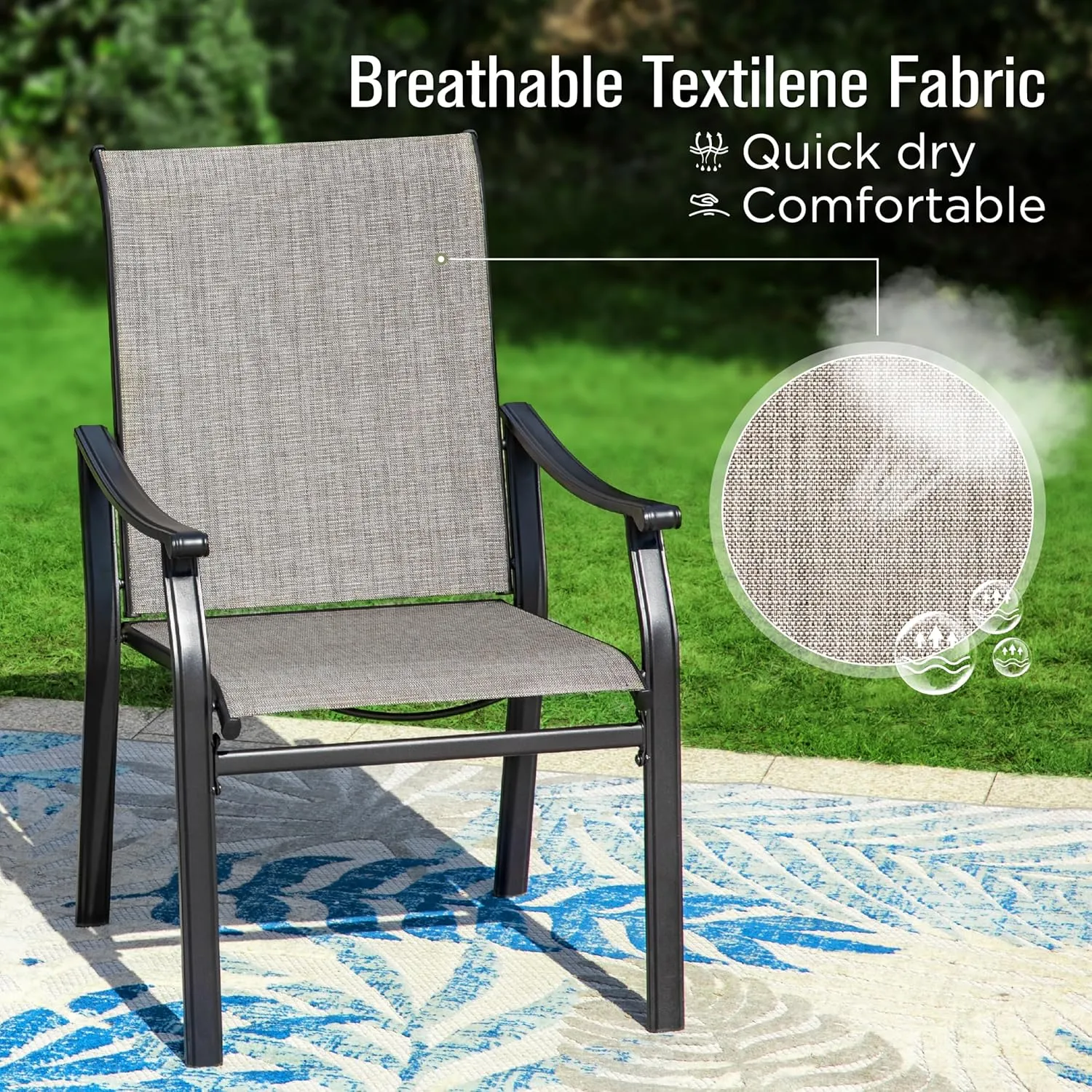 Sophia & William Outdoor Chairs Set of 4, Patio Chairs with Breathable Textilene Fabric and Heavy-Duty Iron Frame, Perfect for Lawn Garden Backyard Deck 350 lbs Capacity