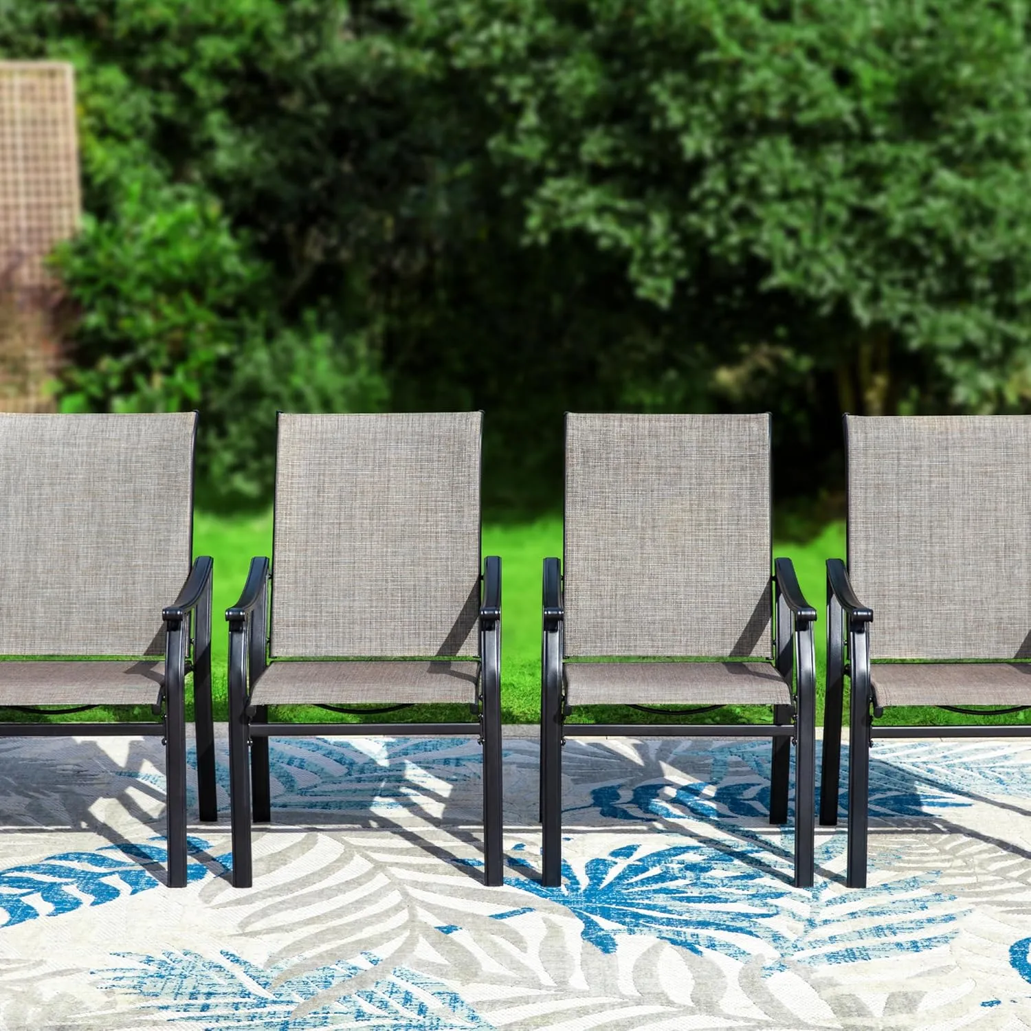 Sophia & William Outdoor Chairs Set of 4, Patio Chairs with Breathable Textilene Fabric and Heavy-Duty Iron Frame, Perfect for Lawn Garden Backyard Deck 350 lbs Capacity