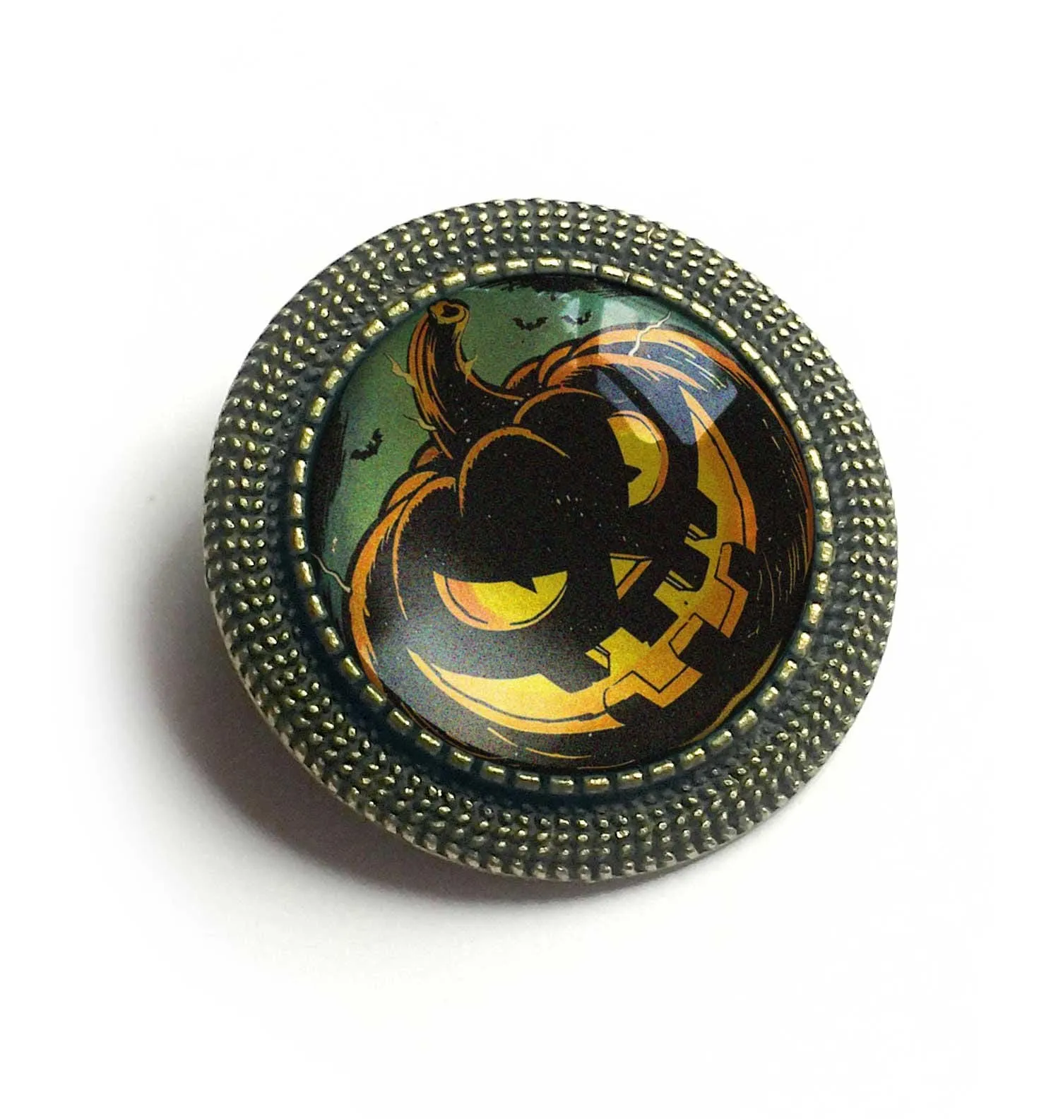 Spooky Black Jack O Lantern Retro Halloween Black Cat Vintage Inspired Pin Brooch