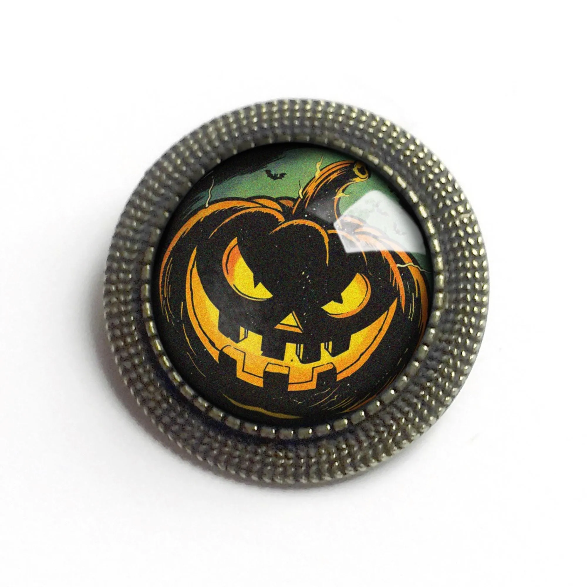 Spooky Black Jack O Lantern Retro Halloween Black Cat Vintage Inspired Pin Brooch