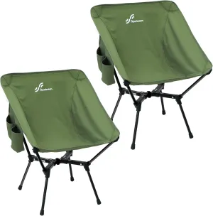 Sportneer Camping Chairs, Lightweight Outdoor Chairs with 2 Side Pockets & Storage Bag, Foldable & Portable Lawn Chairs for Camping Hiking Lawn Picnic Beach Outdoor Travel (2, Green(X Shape))
