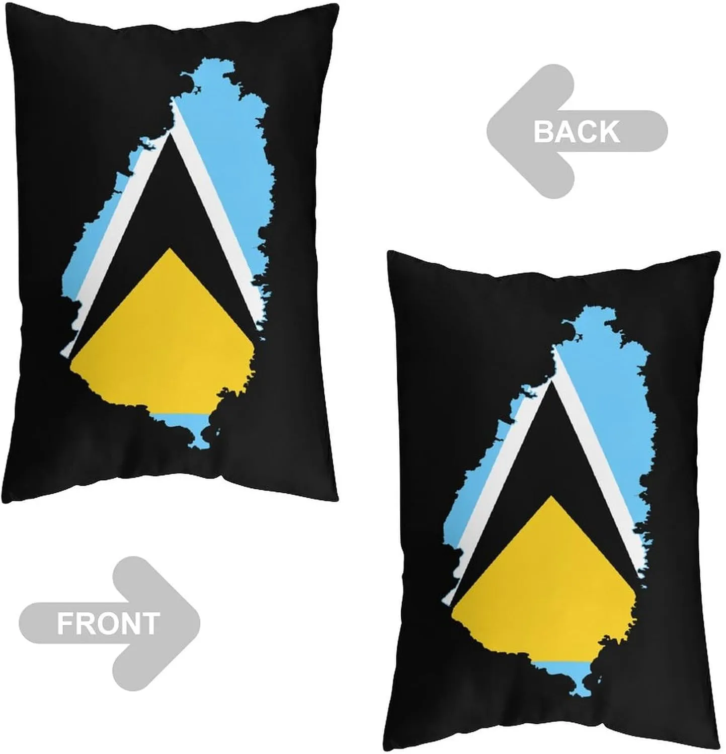 St Lucia Flag Map Funny Body Pillow Case Bedding Pillowcase for Bedroom Couch Home Decoration 20"x12"
