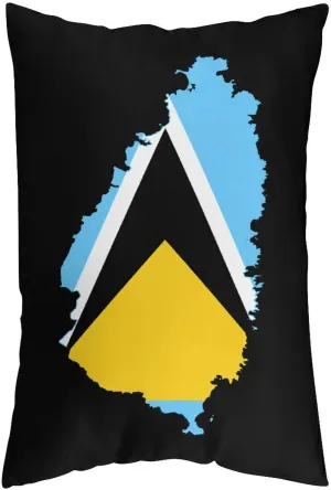 St Lucia Flag Map Funny Body Pillow Case Bedding Pillowcase for Bedroom Couch Home Decoration 20"x12"
