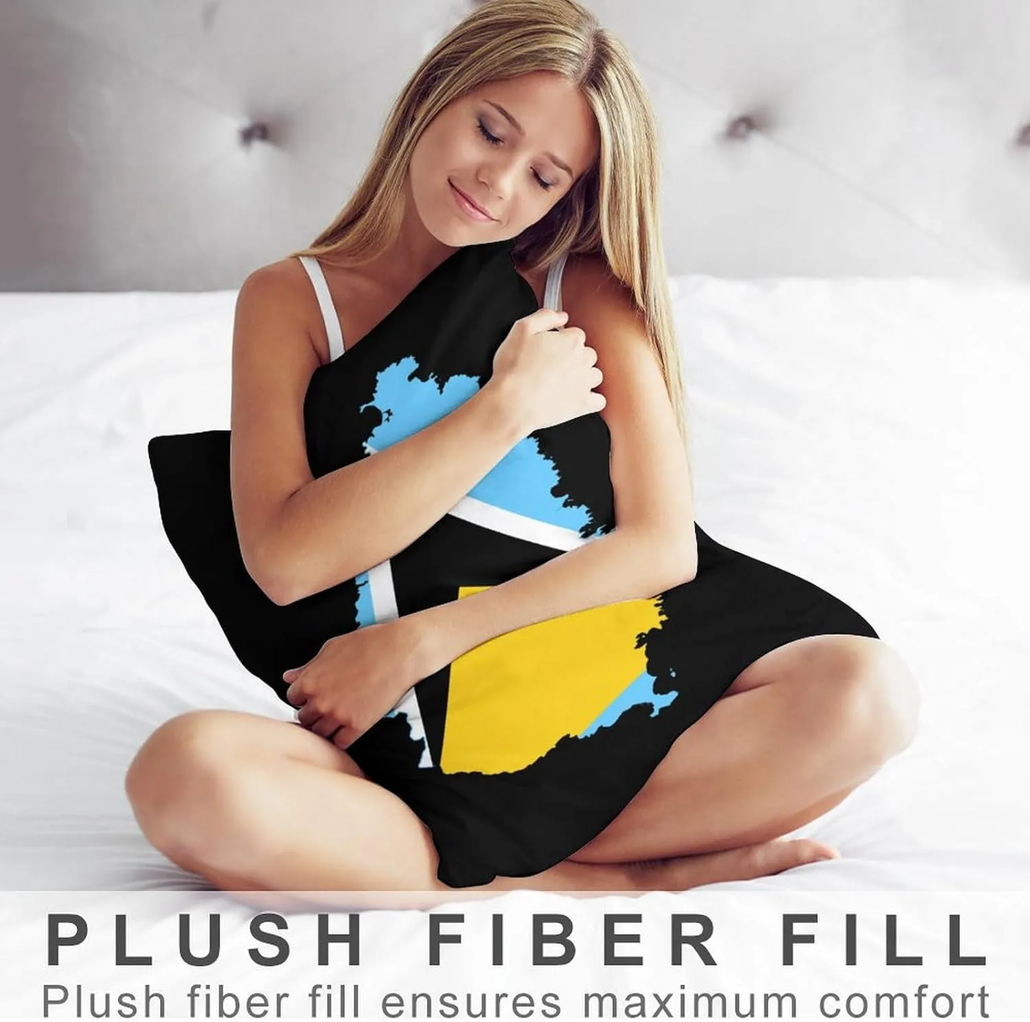 St Lucia Flag Map Funny Body Pillow Case Bedding Pillowcase for Bedroom Couch Home Decoration 20"x12"