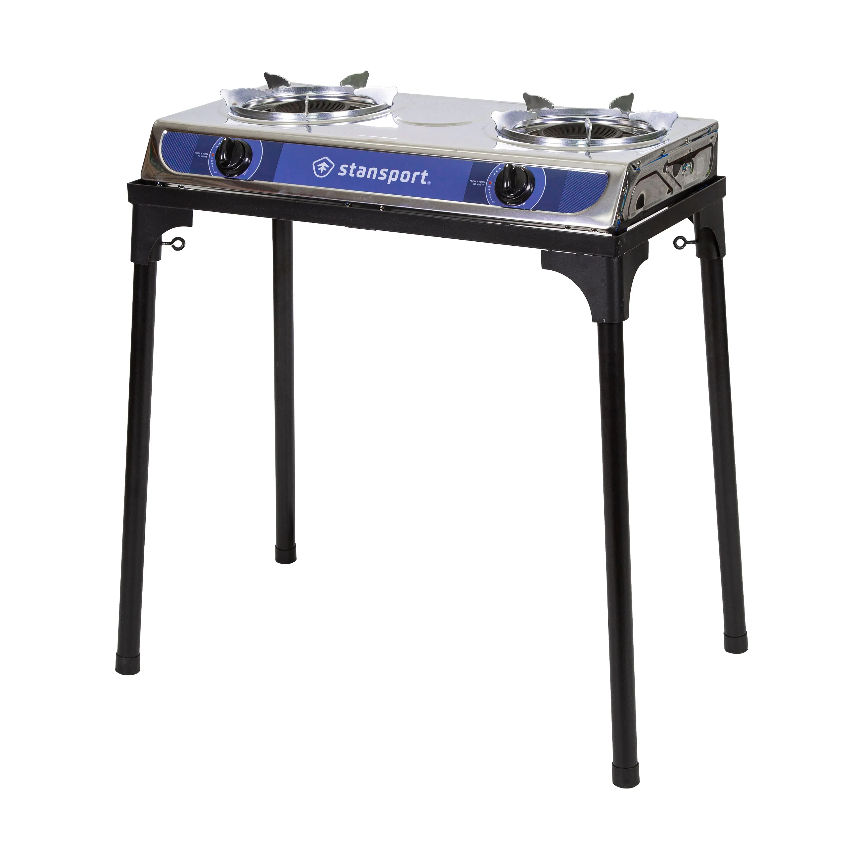 Stainless Steel 2 Burner Stove With Stand
