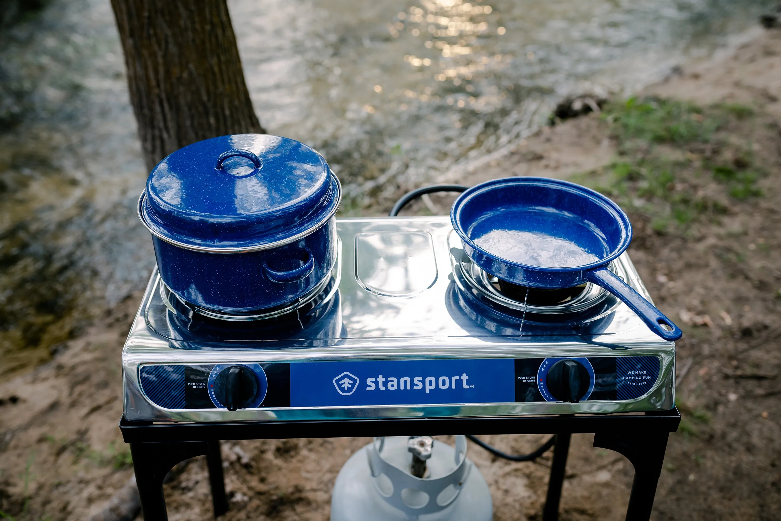 Stainless Steel 2 Burner Stove With Stand