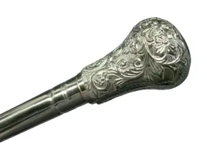 Stainless Steel Walking Hiking Stick Cane Silver Noble Luxury vintage Handmade