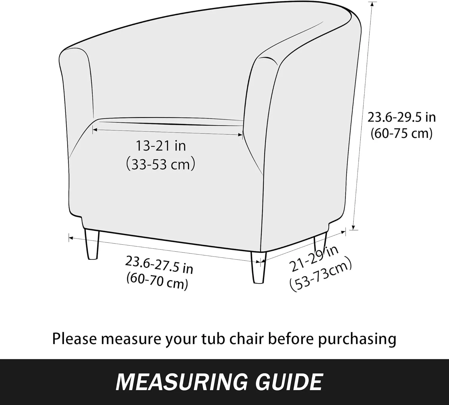 Stretch Tub Chair Covers, 1-Piece Club Chair Slipcover Soft Jacquard Barrel Chair Cover Armchair Slipcovers Furniture Protector for Living Room (Khaki)