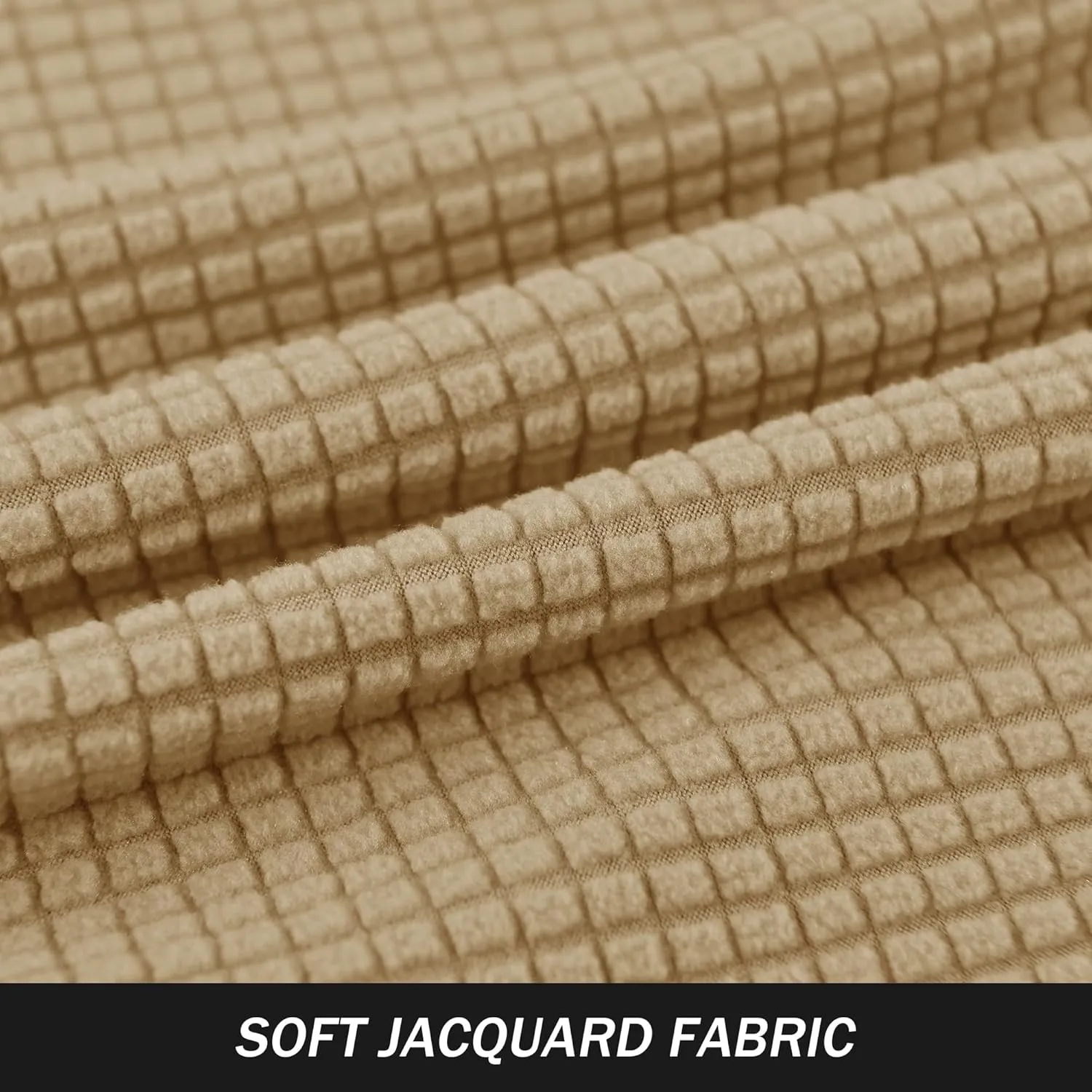 Stretch Tub Chair Covers, 1-Piece Club Chair Slipcover Soft Jacquard Barrel Chair Cover Armchair Slipcovers Furniture Protector for Living Room (Khaki)