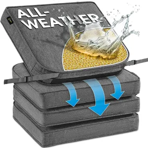 SUNROX DryFast Foam Outdoor Chair Cushion with DryMesh Drainage, All-Weather FadeShield Water Resistant Patio Furniture Cushions, Ultra Durable Patio Chair Cushions 17"x16", 4 Pack Heather Charcoal