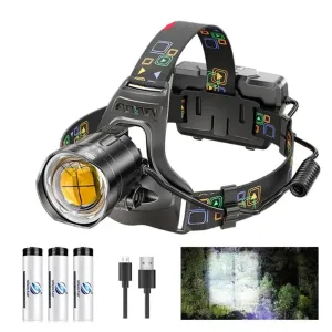 Super Bright Led Headlamp with Xhp90 Beads Waterproof & Power Display Ideal for Exploration