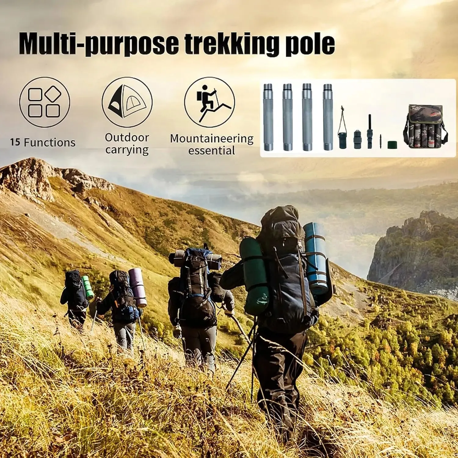 Survival Hiking Stick, Multi-Functional