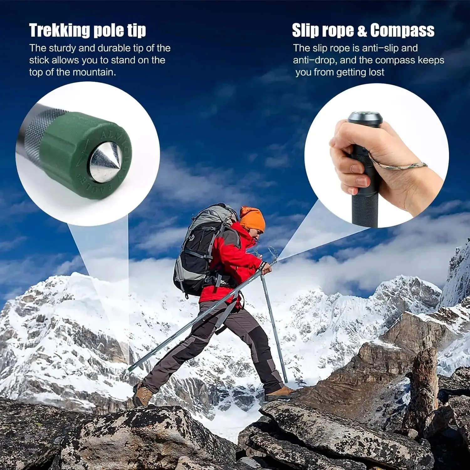 Survival Hiking Stick, Multi-Functional