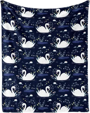 Swan Blanket for Boys Girls, Cute Swan Themed Design Printed Throw Blankets for Kids Lap, Chair Sofa, Warm Soft Cozy Blanket, 40"x 50"