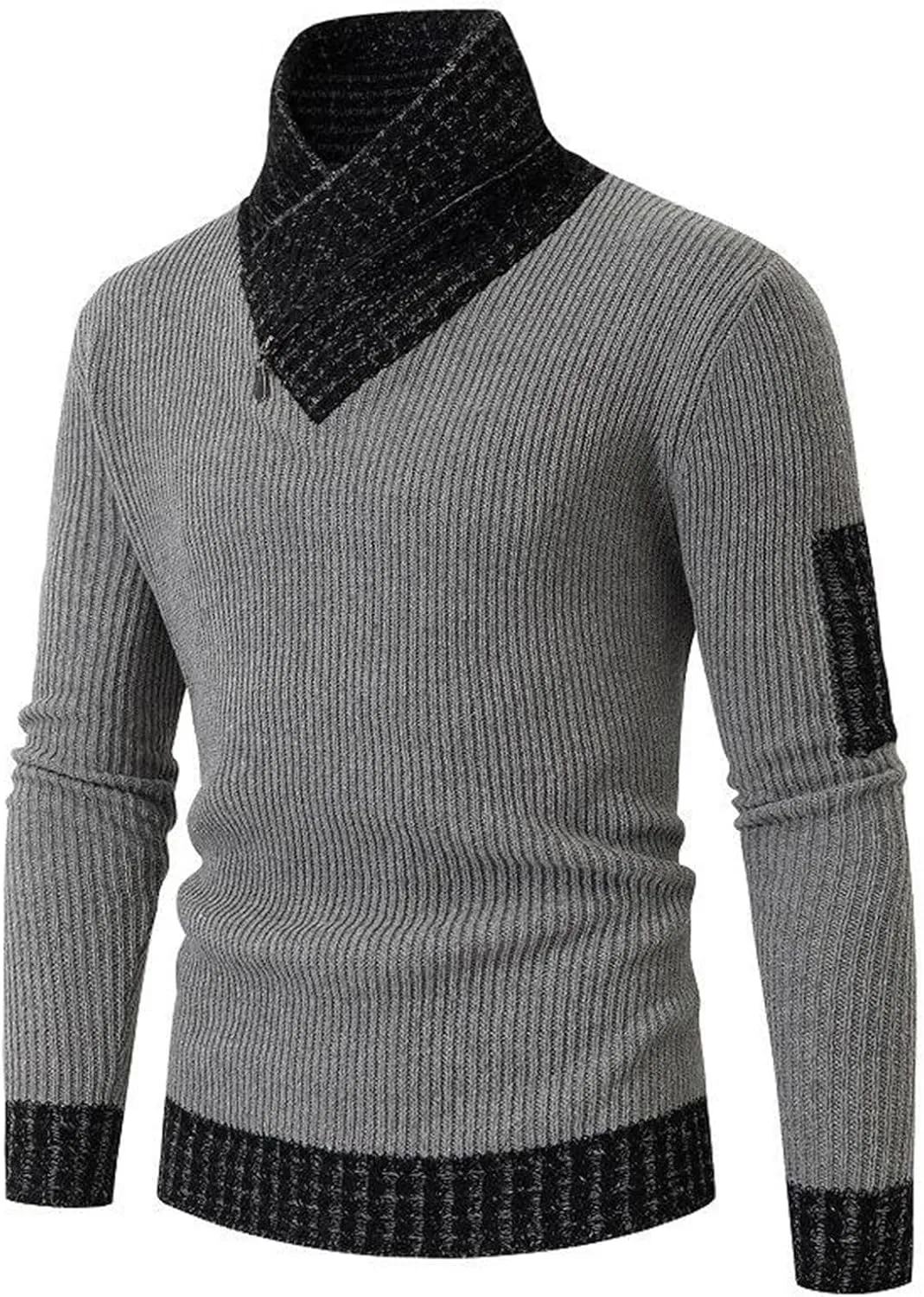 Sweaters for Men with High Neck Scarf Integrated Knitted Pullover Slim Fit Warm Base Knit Shirts Casual Knitwear