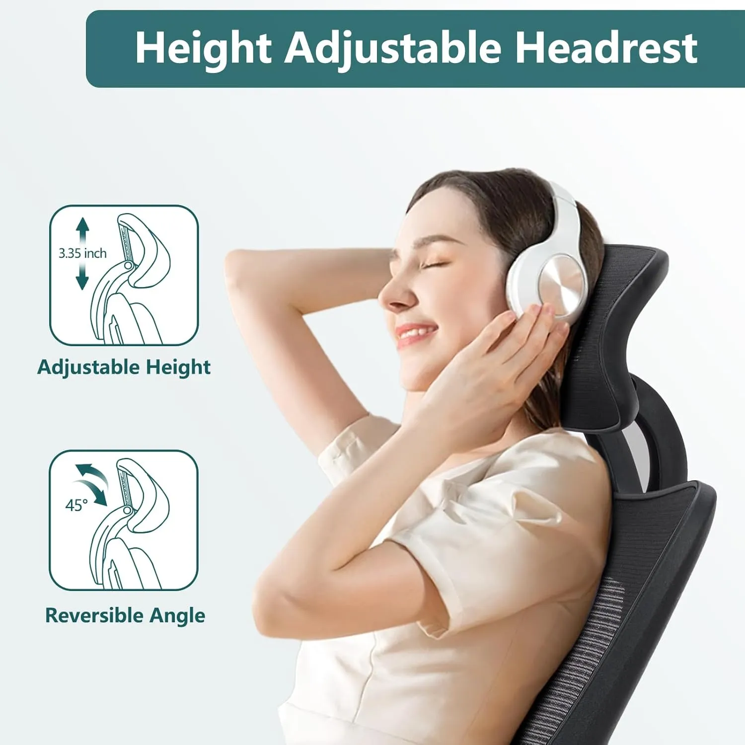 Sweetcrispy Ergonomic High Back Chair, Rolling Work Swivel 135°Tilt Function Big and Tall Computer with Wheels, 2D Armrest Adjustable Lumbar Support & Headres, Modern Black