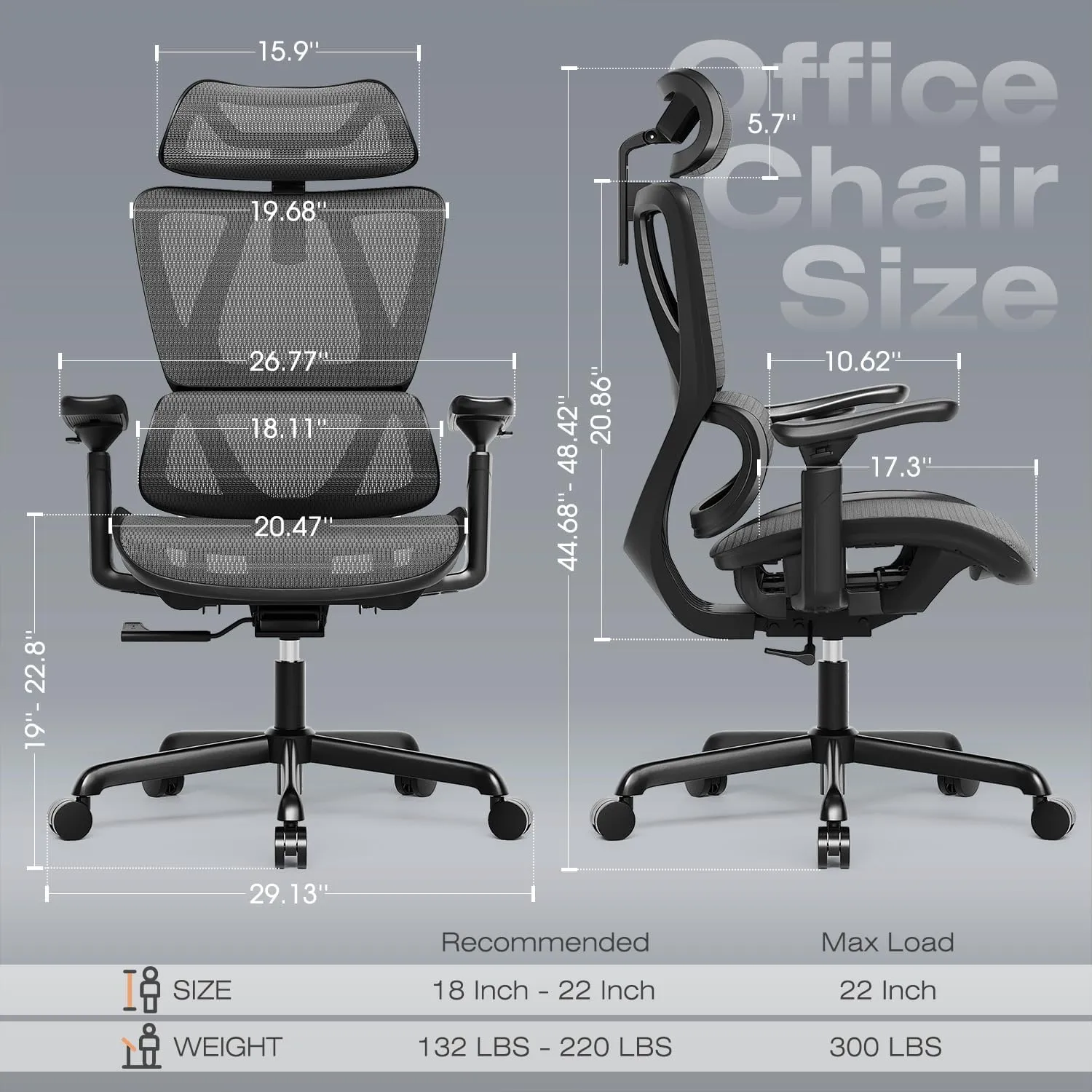 T11 Ergonomic Office Chair,High Back Desk Chairs with Separate Lumbar Support,Magic Armrests,Adjustable Wide Headrest,Comfy Executive Computer Chair,Big and Tall Mesh Chair for Home Office