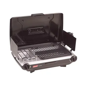 Tabletop 2n1 Camping Grill/Stove,2-Burner Propane Grill & Stove for Outdoor Cooking