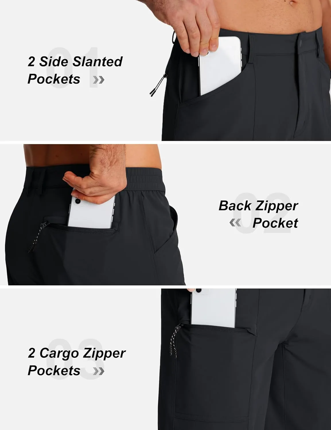 TACVASEN Men's Hiking Cargo Shorts 10" Quick Dry Lightweight Casual Golf Work Shorts with Zipper Pocket Summer Outdoor