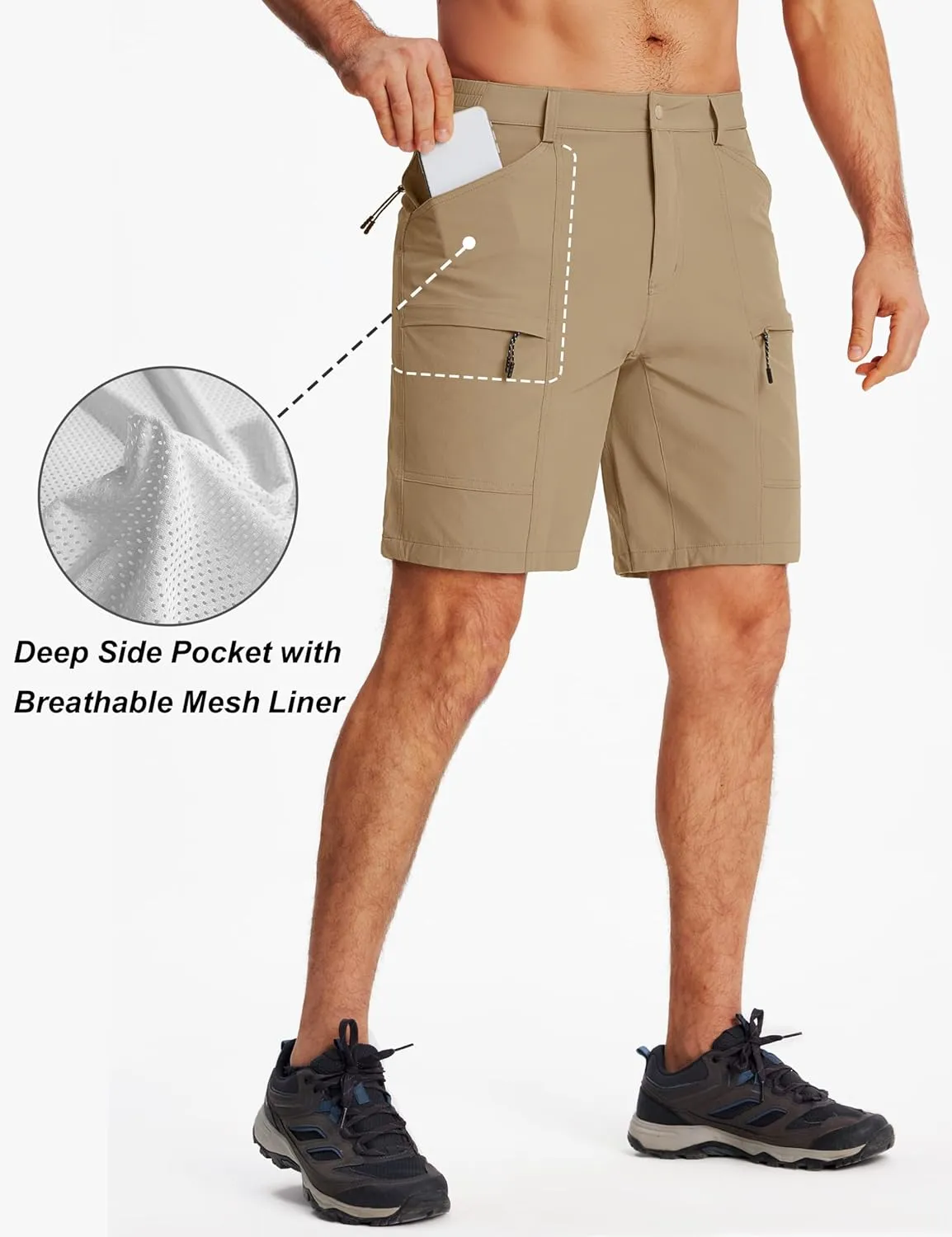 TACVASEN Men's Hiking Cargo Shorts 10" Quick Dry Lightweight Casual Golf Work Shorts with Zipper Pocket Summer Outdoor