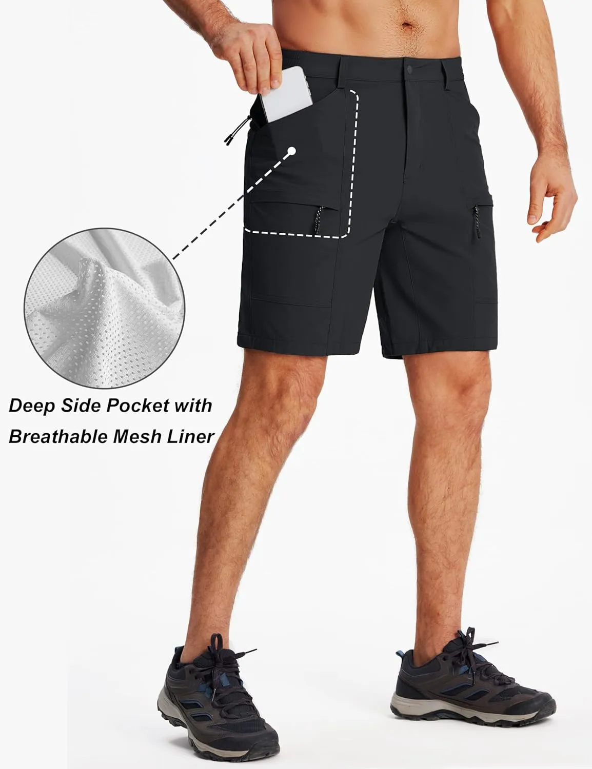 TACVASEN Men's Hiking Cargo Shorts 10" Quick Dry Lightweight Casual Golf Work Shorts with Zipper Pocket Summer Outdoor