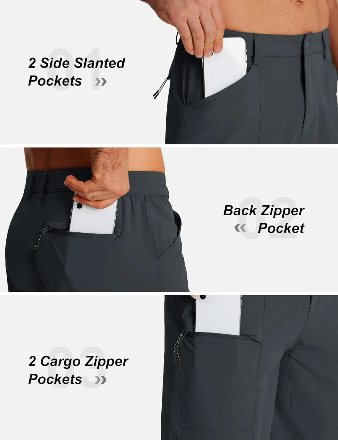 TACVASEN Men's Hiking Cargo Shorts 10" Quick Dry Lightweight Casual Golf Work Shorts with Zipper Pocket Summer Outdoor
