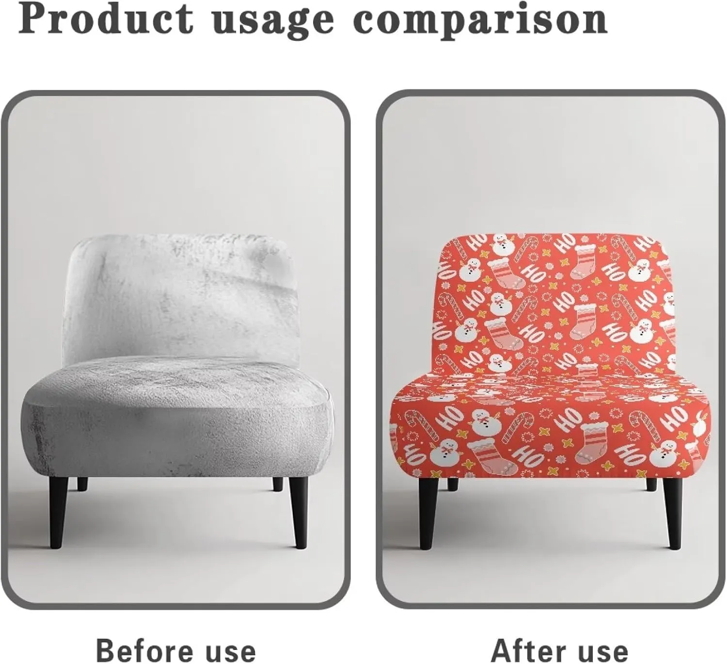 Talayituse Snowman Sock Candy Star Print Armless Accent Chair Cover Christmas Decor Slipcover for Slipper Chair Without Armrest Chair Couch Wear-Resistant Furniture Protector Cover for Bedroom Hotel